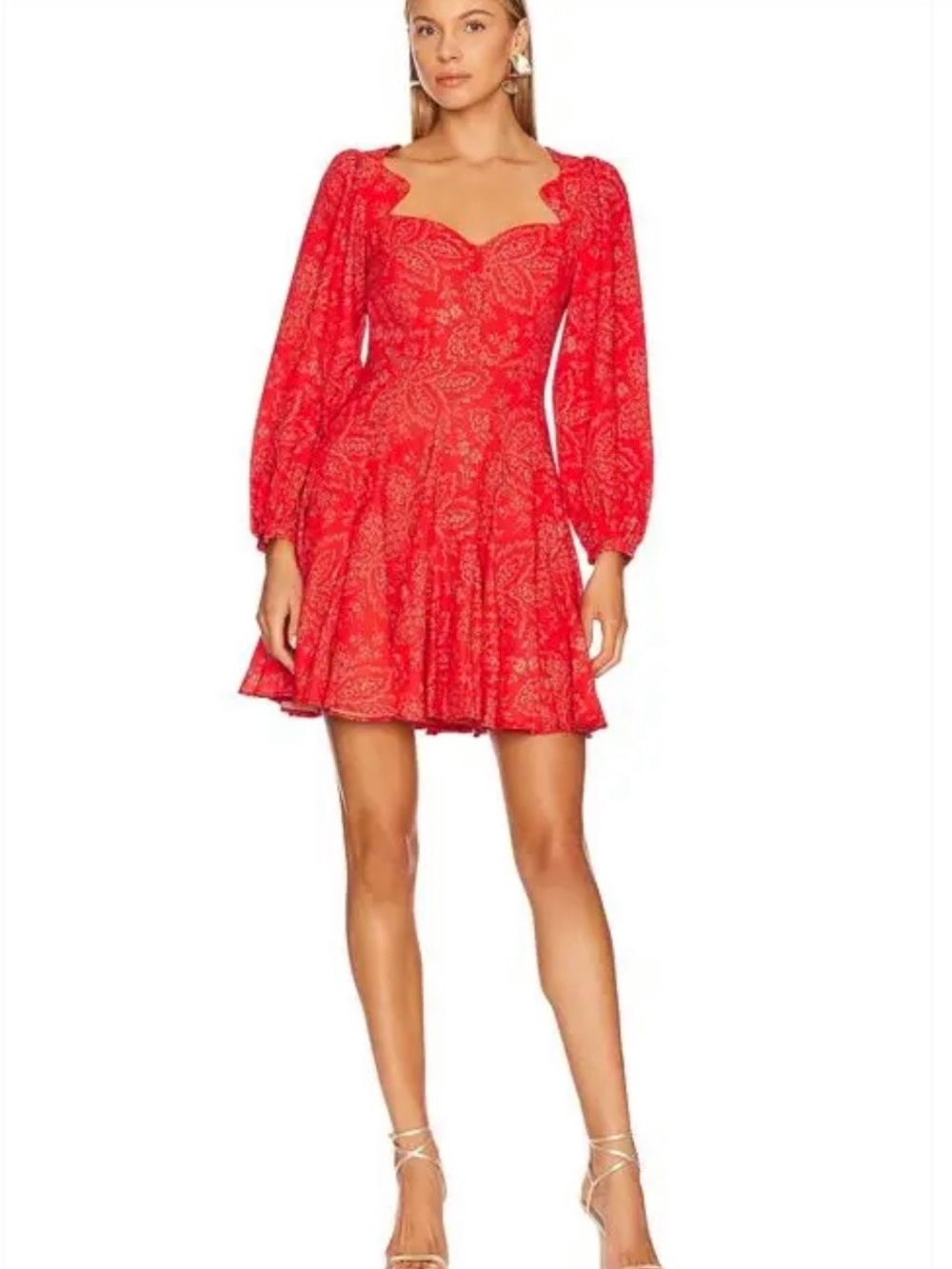 RHODE Torri Dress Autumn Fern Bramble Berry Red Mini Dress Size Small